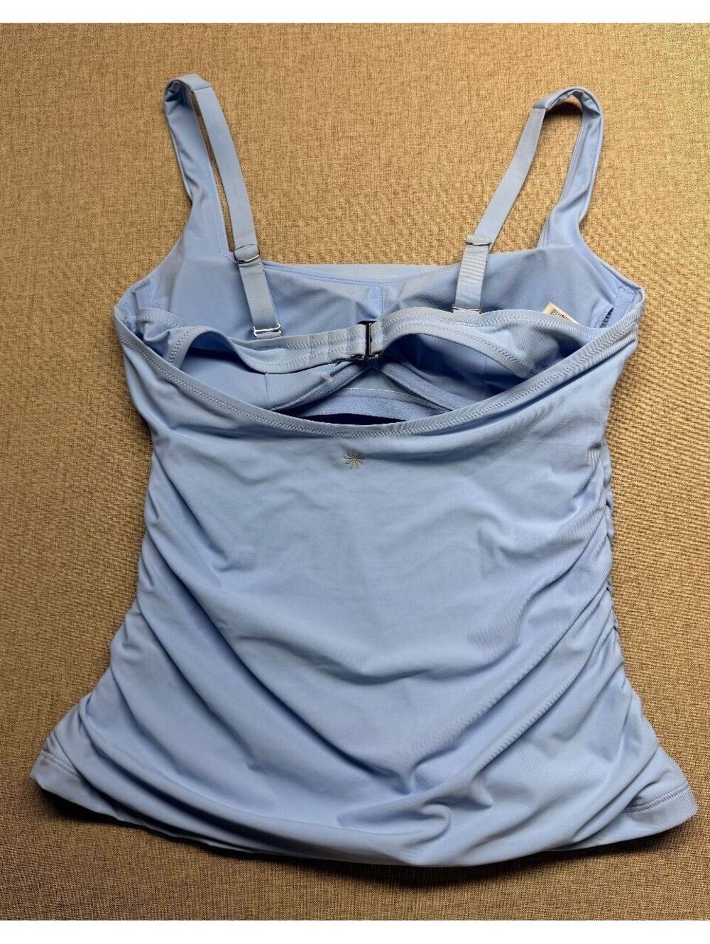 Athleta Square Neck Bra Cup Tankini Swim Top 36B/C Light Blue Style 531213 - Picture 2 of 4